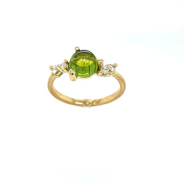 Stellini Medium ring gult gull m/ Peridot og diamanter