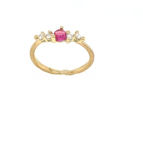 Stellini Small ring gult gull m/ rosa Turmalin og diamanter