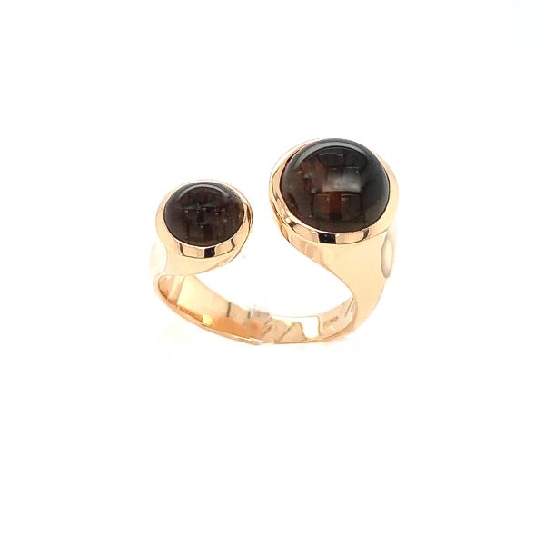 Globe Rose Gull Ring m/ røkkvarts