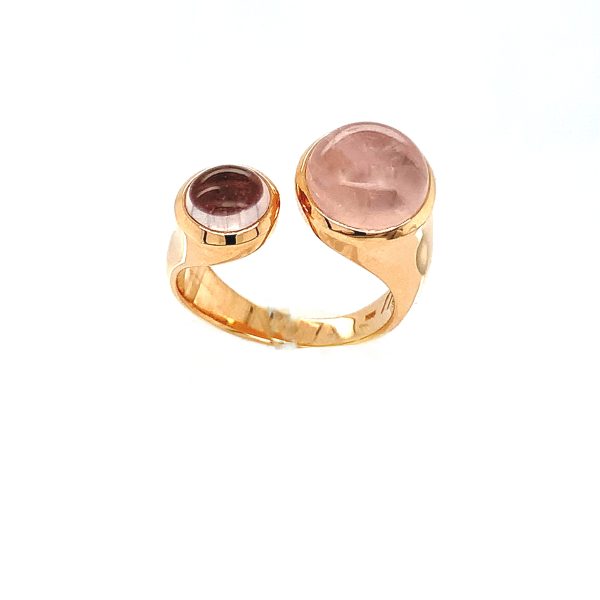 Globe Rose Gull Ring M/ Rosekvarts