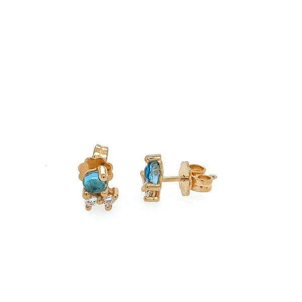 Stellini small Ørepynt m/ Swiss blue Topaz og diamanter - Bilde 2