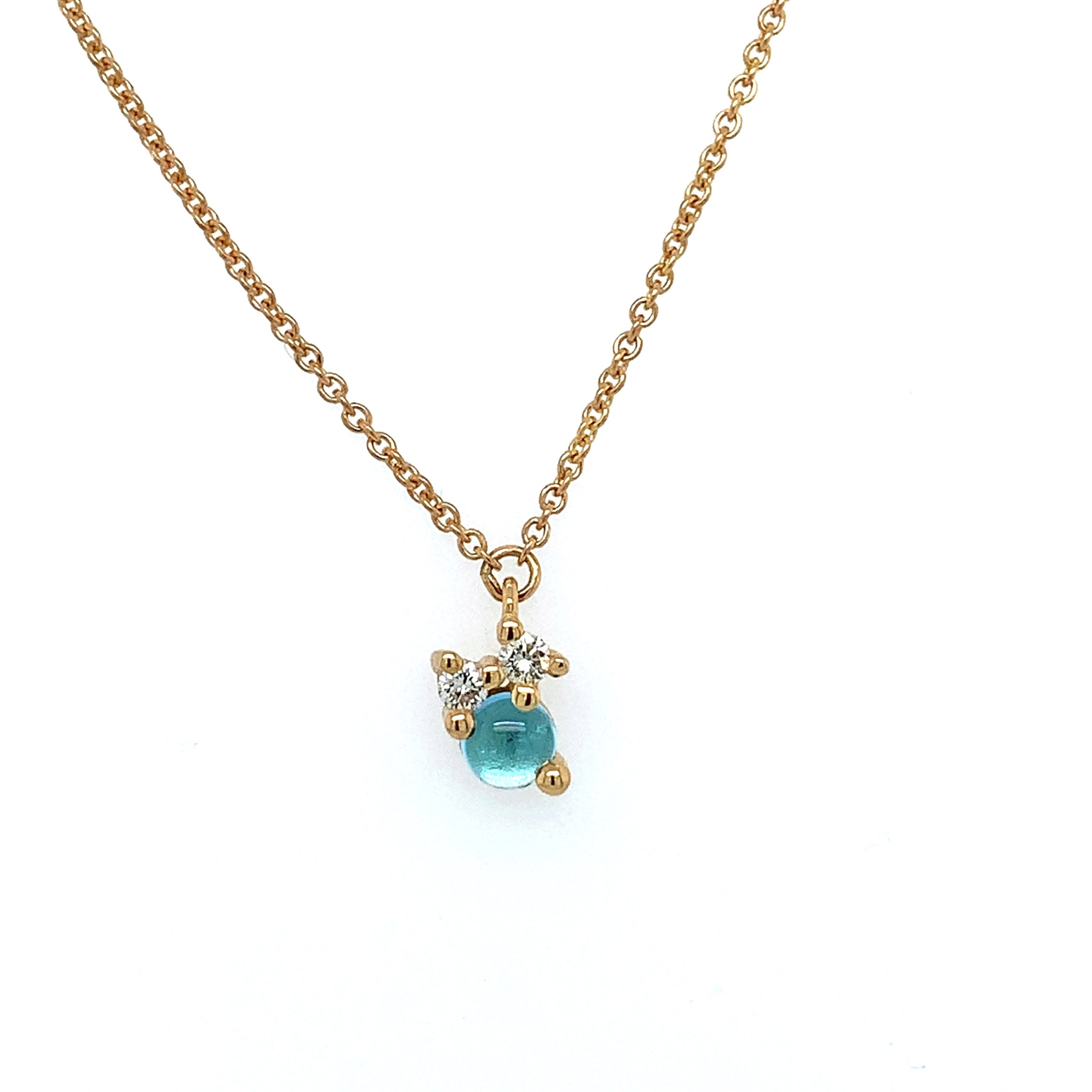 Stellini Small anheng m/ Swiss blue Topaz og diamanter