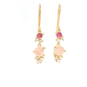 Stellini Ørepynt krok m/ rosa quartz og rosa Turmalin