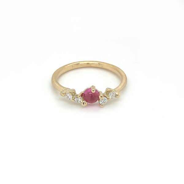 Stellini Small ring gult gull m/ rosa Turmalin og diamanter - Bilde 2