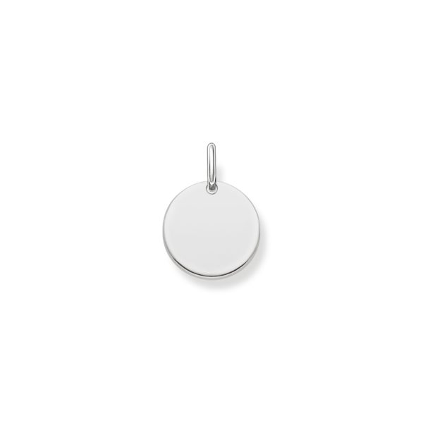 Sølv anheng rund graveringsplate 15mm