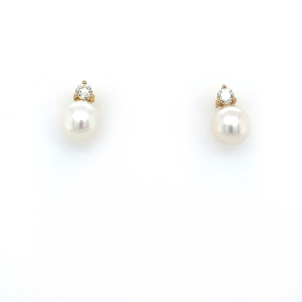 Gult gull perleørepynt m/ diamanter 0,20ct