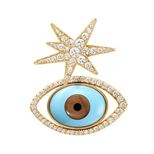 Evil Eye ørepynt anheng m/ diamanter - Bilde 3