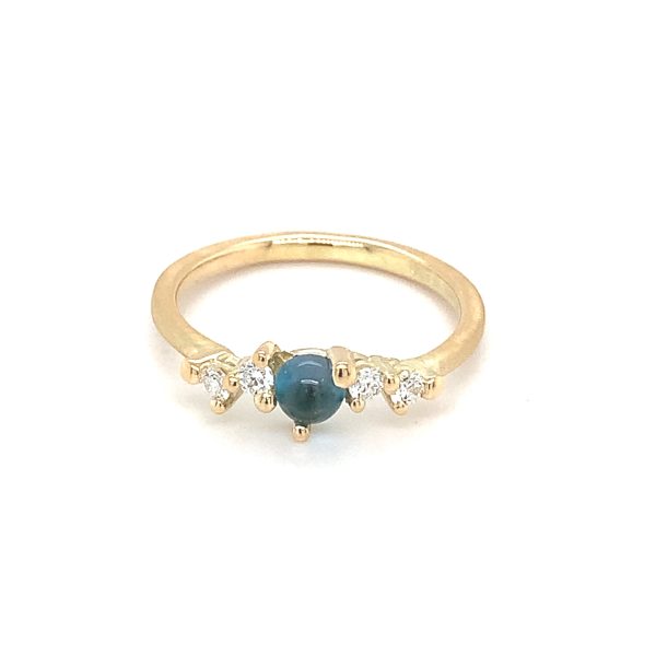 Stellini Small ring gult gull m/ London Blue Topaz og diamanter - Bilde 2