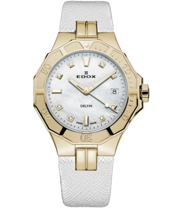Diver Date Lady Double m/ perlemor hvit rem