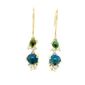 Stellini Ørepynt krok m/ grønn Turmalin, London Blue Topaz