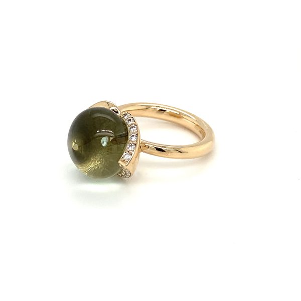 Dolce ring gult gull m/ Prasiolitt og diamanter - Bilde 4