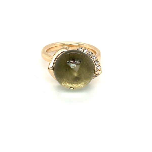 Dolce ring gult gull m/ Prasiolitt og diamanter - Bilde 3