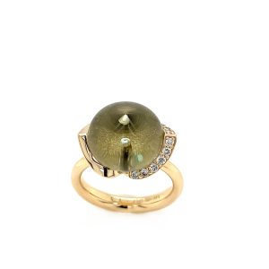 Dolce ring gult gull m/ Prasiolitt og diamanter