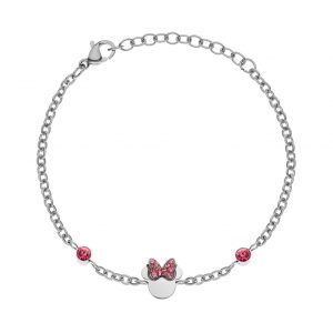 Disney Minnie stål armbånd m/ rosa Cubic zirkonia