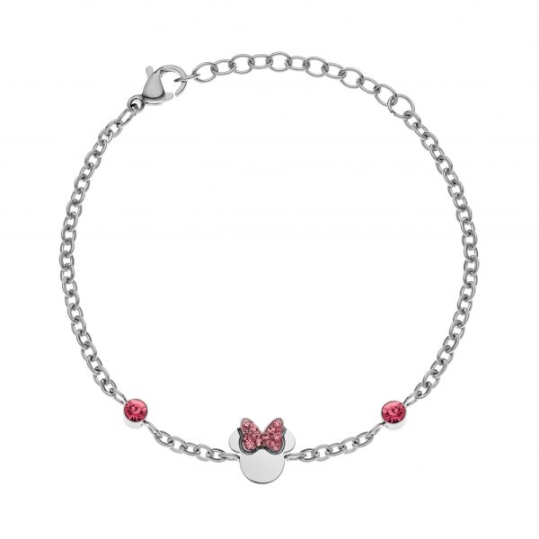 Disney Minnie stål armbånd m/ rosa Cubic zirkonia