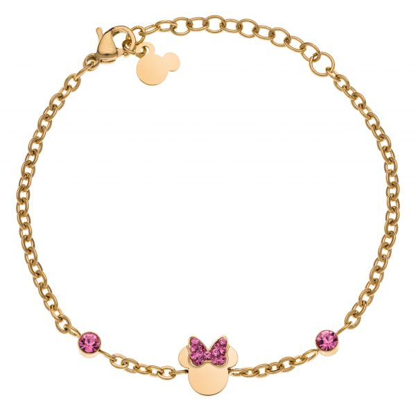 Disney Minnie forgylt stål armbånd m/ rosa Cubic zirkonia