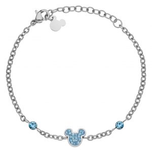 Disney Mikke stål armbånd m/ blå Cubic zirkonia