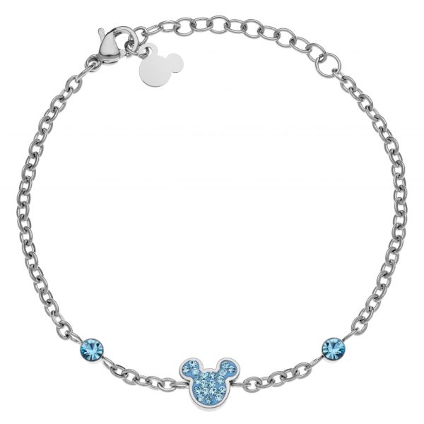 Disney Mikke stål armbånd m/ blå Cubic zirkonia