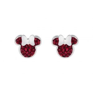 Disney Minnie stål ørepynt m/ røde cz