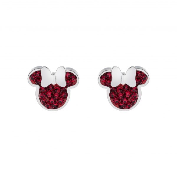 Disney Minnie stål ørepynt m/ røde cz