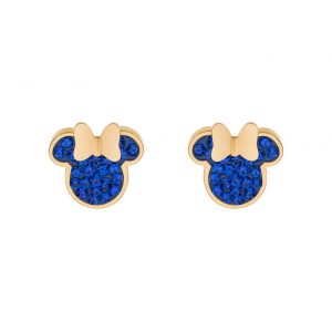 Disney Minnie forgylt stål ørepynt m/ blå cz