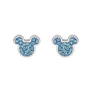 Disney Mikke stål ørepynt m/ blå cz