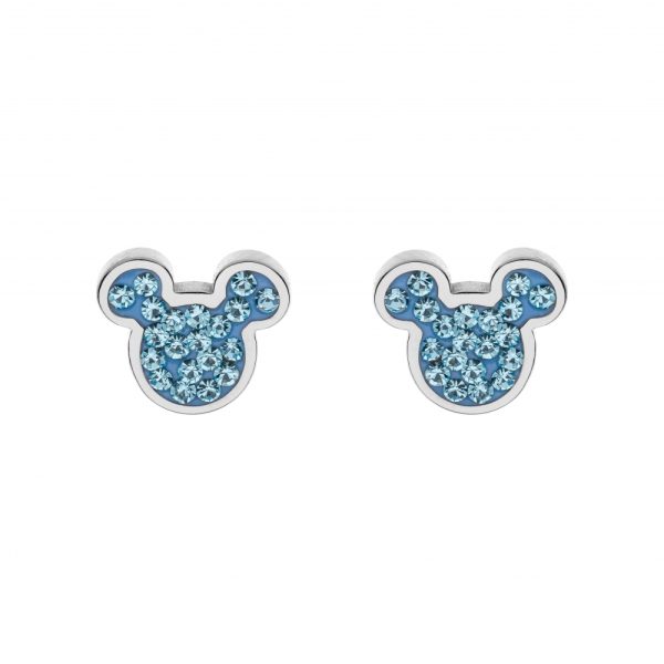 Disney Mikke stål ørepynt m/ blå cz
