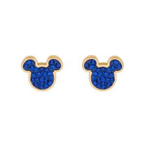 Disney Mikke forgylt stål ørepynt m/ blå cz