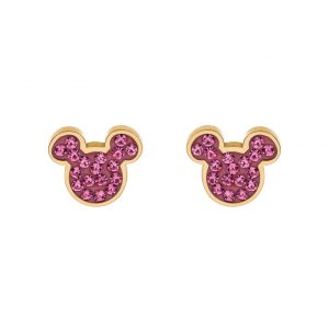 Disney Mikke forgylt stål ørepynt m/ rosa cz