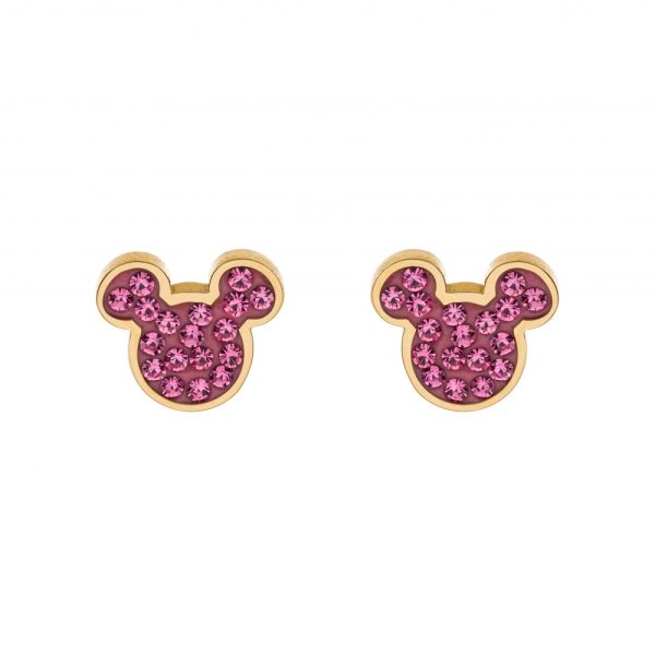 Disney Mikke forgylt stål ørepynt m/ rosa cz
