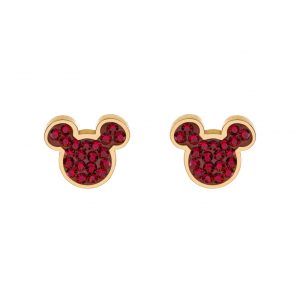 Disney Mikke forgylt stål ørepynt m/ røde cz