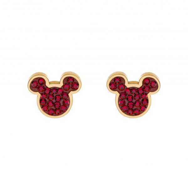 Disney Mikke forgylt stål ørepynt m/ røde cz
