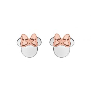 Disney Minnie  sølv ørepynt m/ rose´forgylte sløyfer