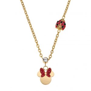 Disney Minnie stål kjede og anheng  m/ Cubic zirkonia