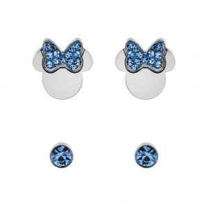 Disney Minnie stål ørepynt set m/ blå cz