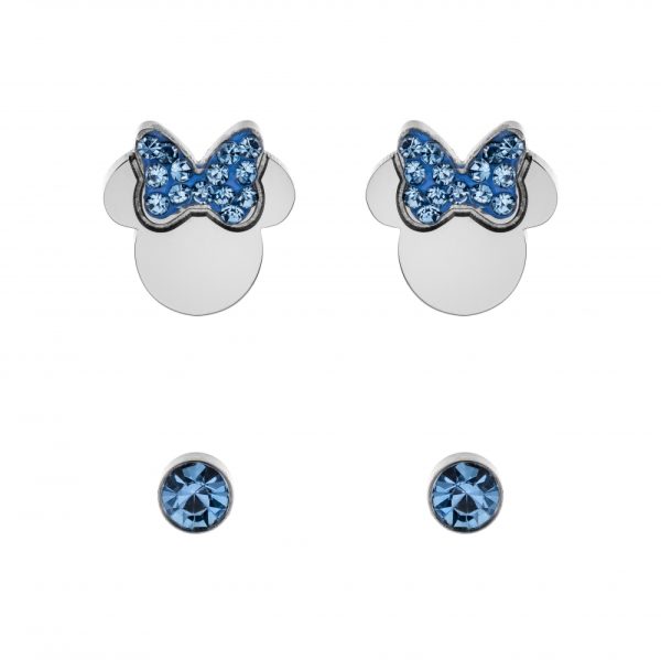 Disney Minnie stål ørepynt set m/ blå cz