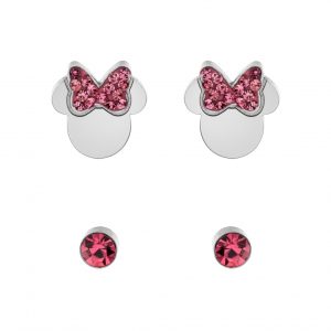 Disney Minnie stål ørepynt set m/ rosa cz