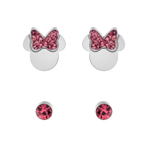 Disney Minnie stål ørepynt set m/ rosa cz
