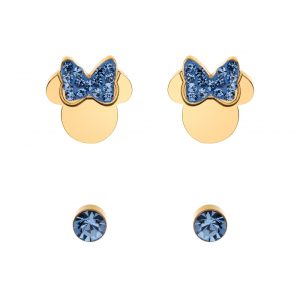 Disney Minnie stål forgylt ørepynt set m/  blå cz