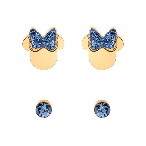 Disney Minnie stål forgylt ørepynt set m/  blå cz