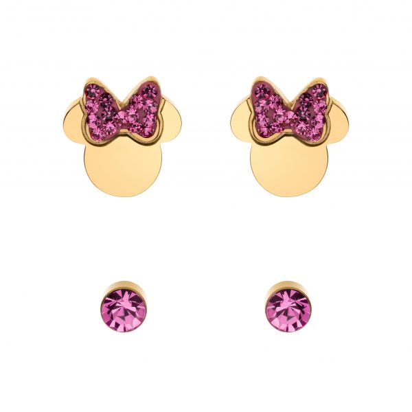 Disney Minnie stål forgylt ørepynt set m/  rosa cz