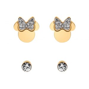 Disney Minnie stålforgylt ørepynt set m/  hvite cz