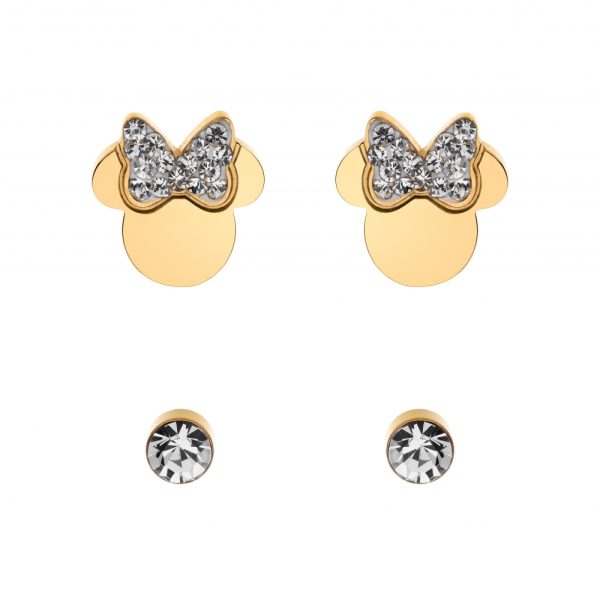 Disney Minnie stålforgylt ørepynt set m/  hvite cz
