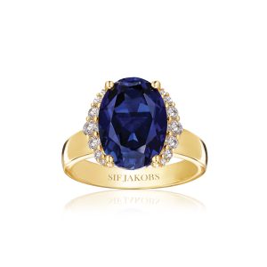 ELLISSE Grande Ring Gold plated Blue  str.56