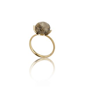 Dolce Ring medium m/fasettert røkkvarts