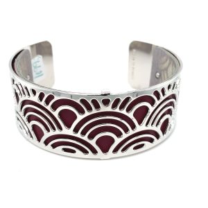 Les Georgettes armring 25mm Sølv- Rød/sølv