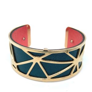Les Georgettes armring 25mm Gull- Grønn/Rosa