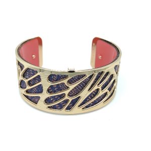 Les Georgettes armring 25mm Gull- Blå/Rosa