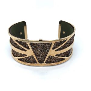 Les Georgettes armring 25mm Gull- Grønn/glitter