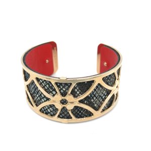 Les Georgettes armring 25mm Gull- Svartspettet/rød